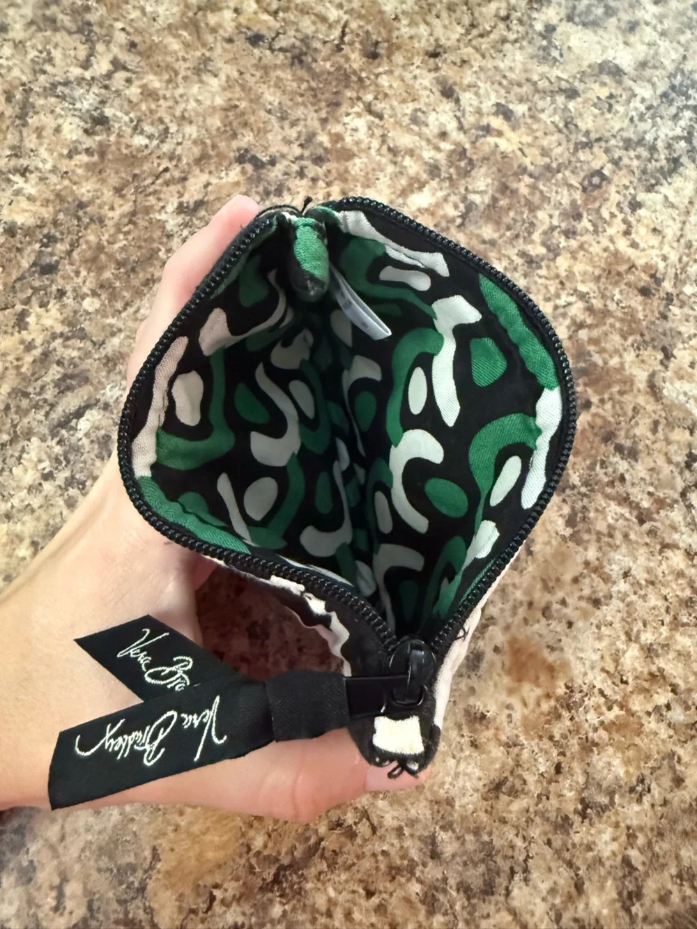 Vera Bradley Imperial Rose Black White Quilted Zip Coin Purse Pouch Wallet 5x3.5